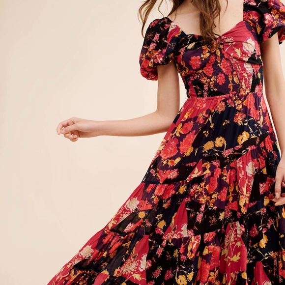 Free People Blue Sundrenched Floral Tiered Maxi Sundress - Picture 4 of 10